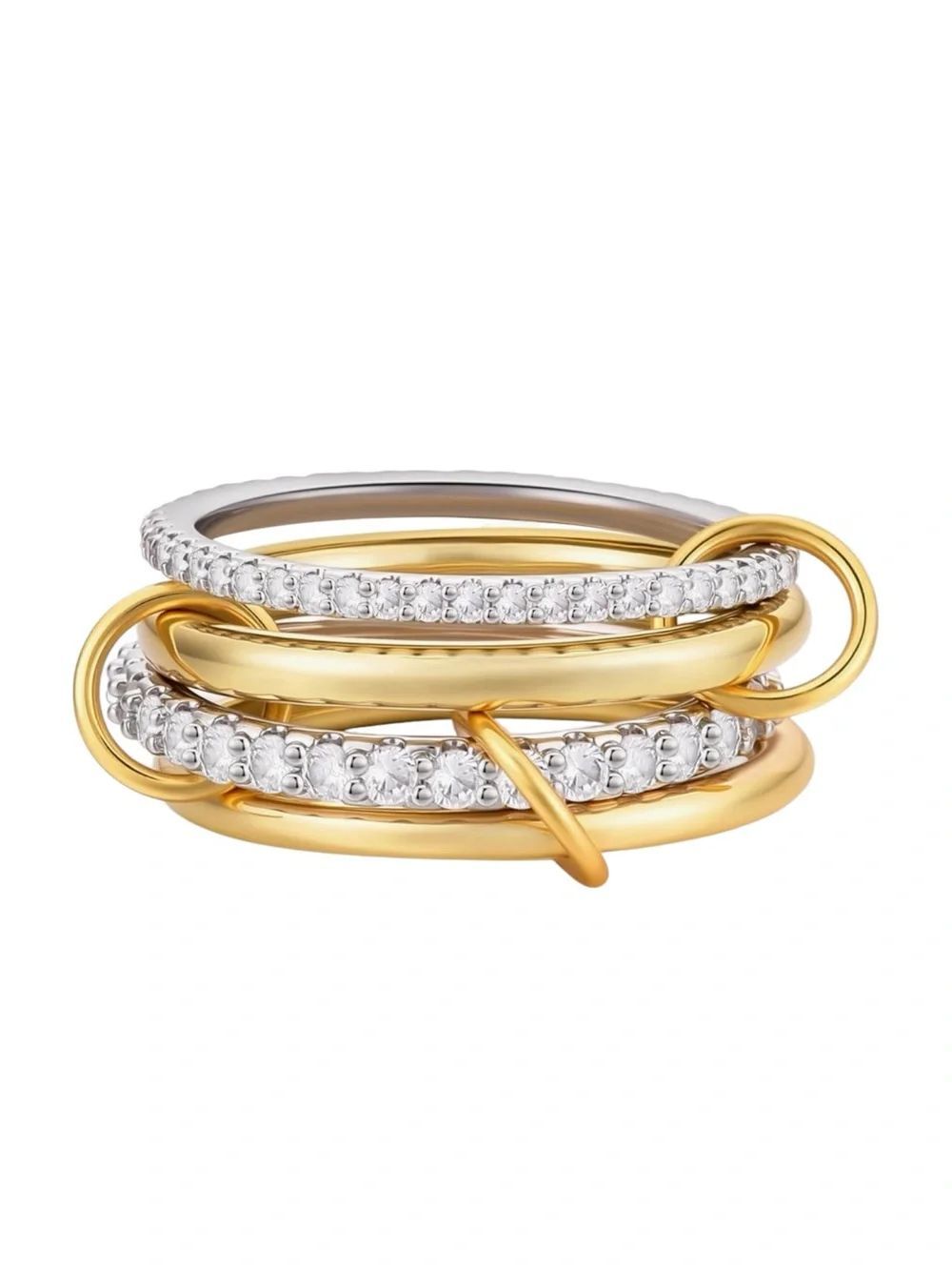 14K Gold Plated Cubic Zirconia Interlocking Stackable Rings Size 6